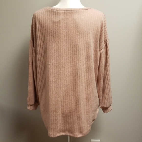 Pink Sparkle Ribbed Top - Picture 3 of 4